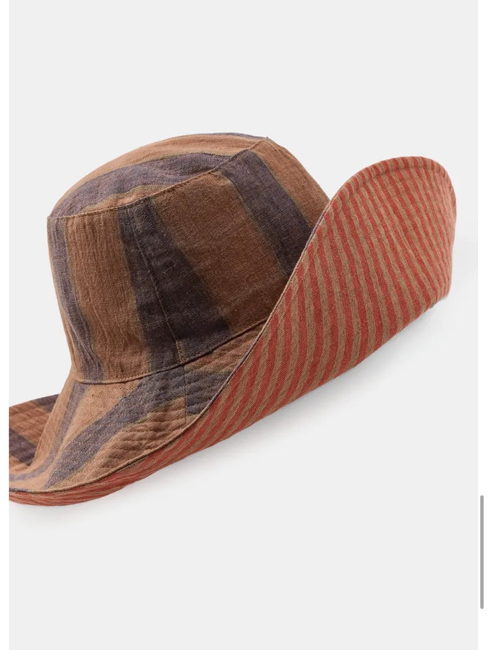 Zara Reversible Striped Linen Hat - Picture 2 of 6